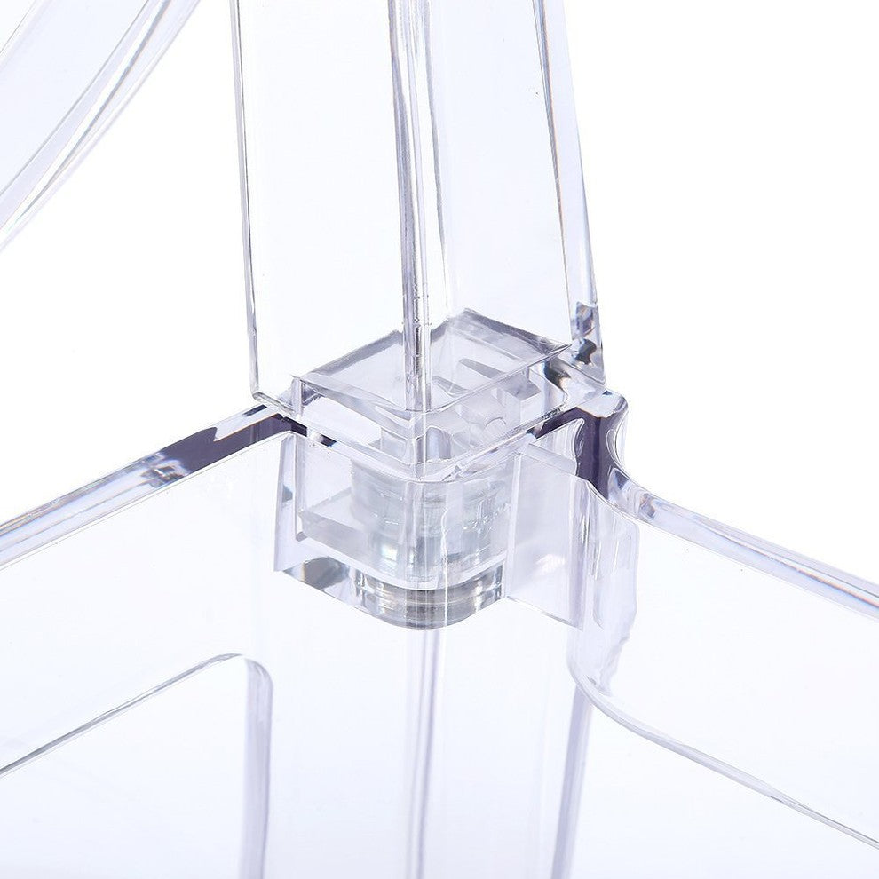 Set of 2 Larger Modern Ghost Style Plastic Side Chairs, Clear, Set of 2