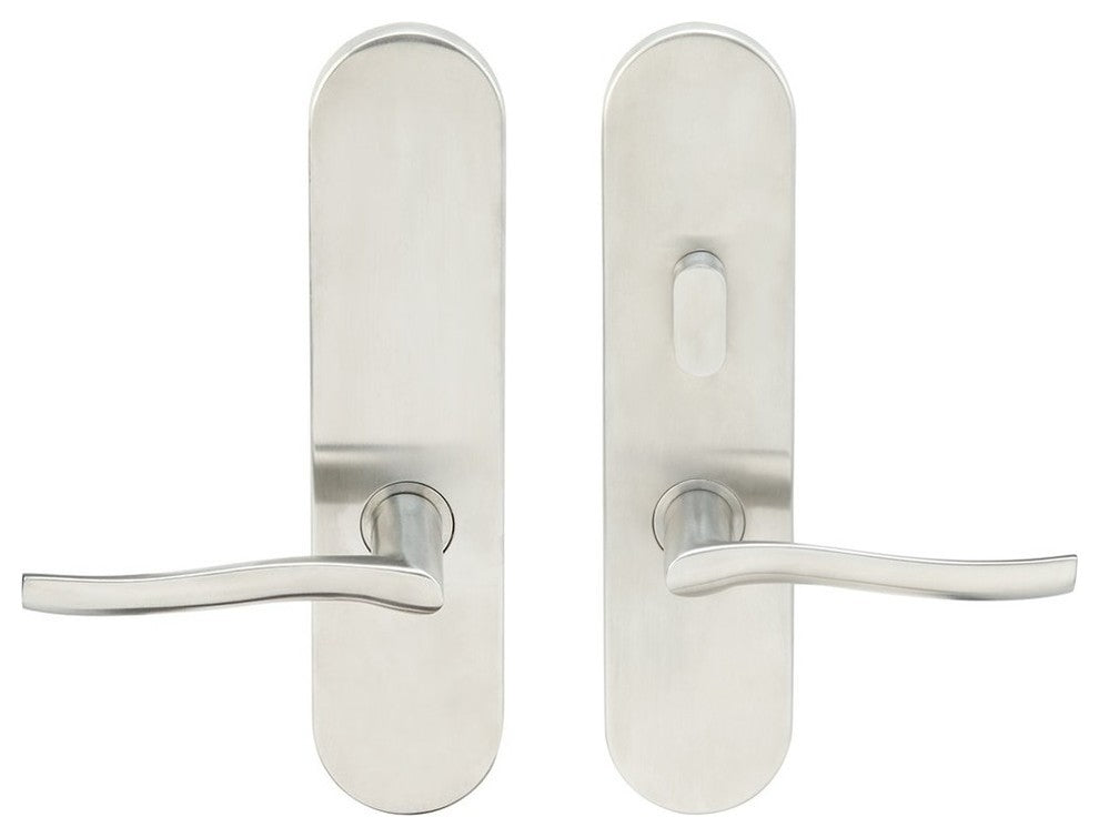 Waterfall Lever, Tubular Passage With Privacy Bolt, LH, Satin Stainless Steel