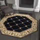 Orleans Traditional Border Area Rug, Black, 5'3" Octagon