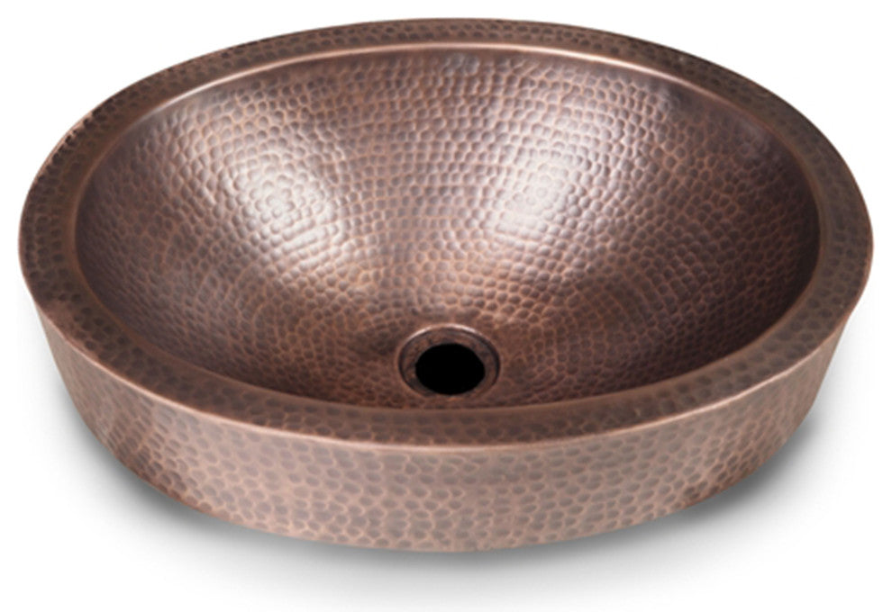 Oval Hammered Copper Bathroom Sink