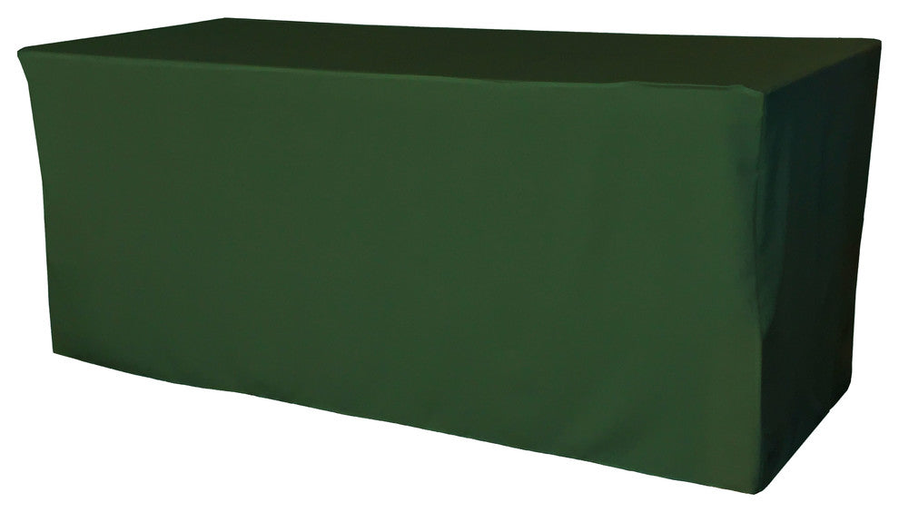 LA Linen Polyester Poplin Fitted Tablecloth 96"x30"x30", Hunter Green