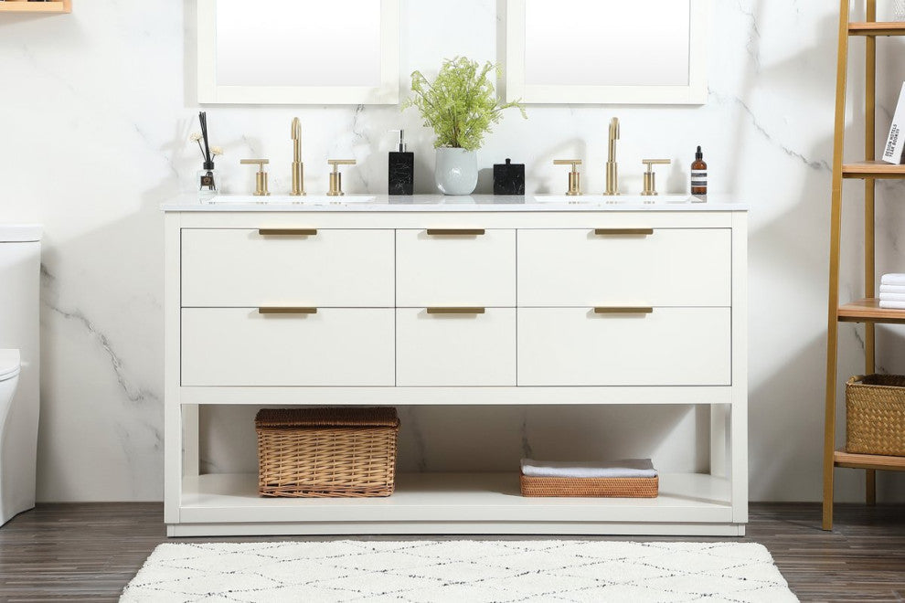 Elegant VF19260DWH 60"Single Bathroom Vanity, White