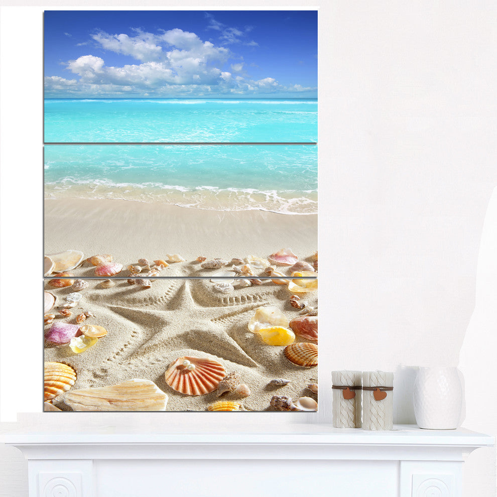 "Caribbean Sea Starfish" Beach and Shore Metal Wall Art, 3 Panels, 28"x36"