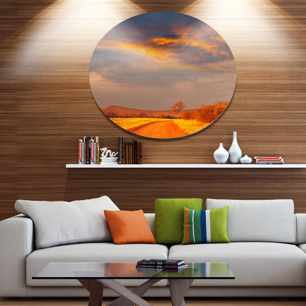 Fantastic Road And Sky In Kenya, Landscape Round Wall Art, 11"