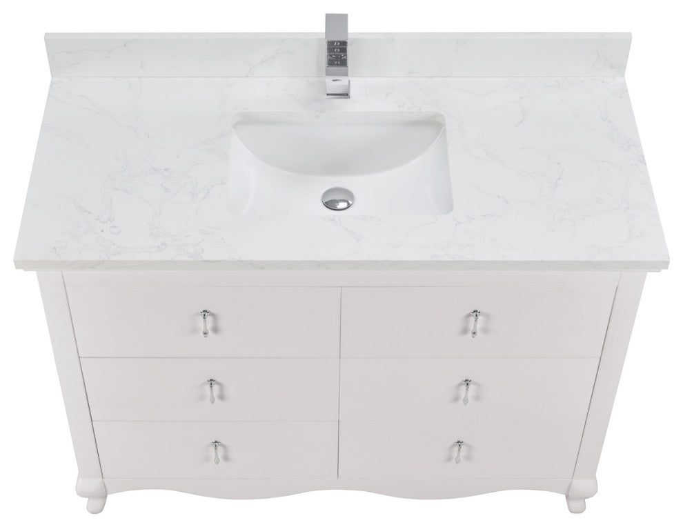 Legion Furniture WS2512 Series Bathroom Sink Vanity, Dreamy White, 48", Artificial Stone Top, Single Sink