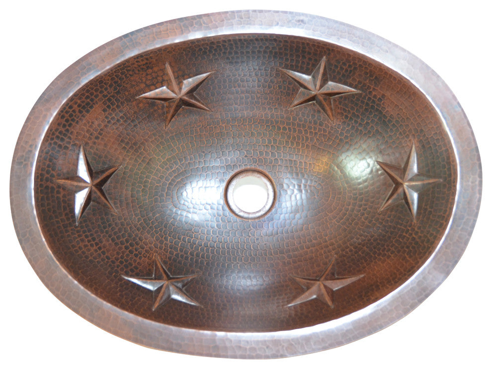 19" Oval Star Undermount Handmade Copper Sink