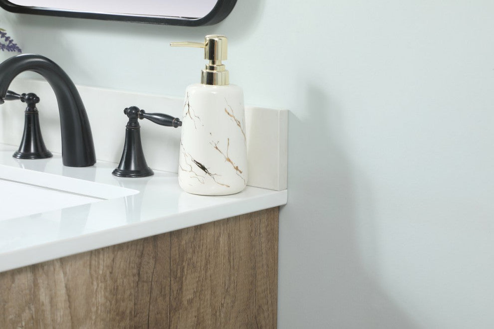 Home Living 19" Midcentury Modern Natural Oak-Light Bathroom Vanity
