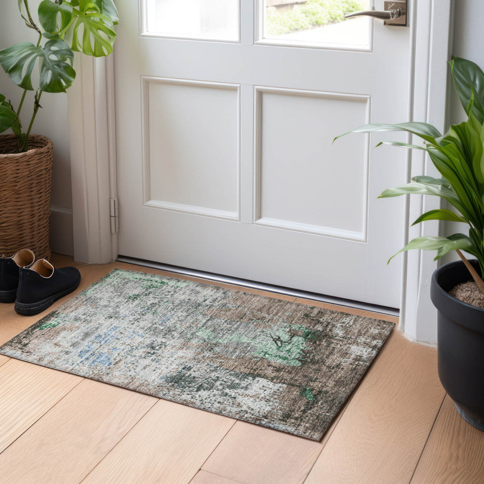 Machine Washable Indoor/Outdoor Chantille ACN1911 Taupe 1'8" x 2'6" Rug