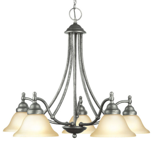 Anson Chandelier, Greystone, 5l - 26"d X 23.5"h, Downward
