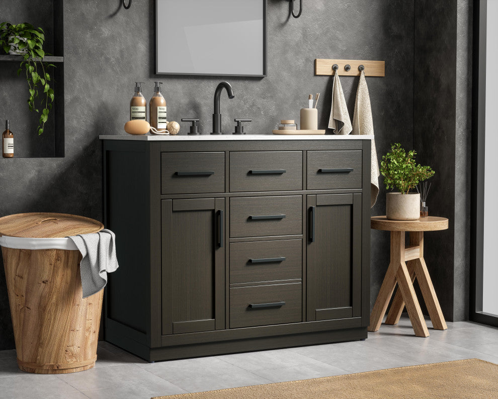 Home Living 42" Single Bathroom Vanity, Mocha Brown