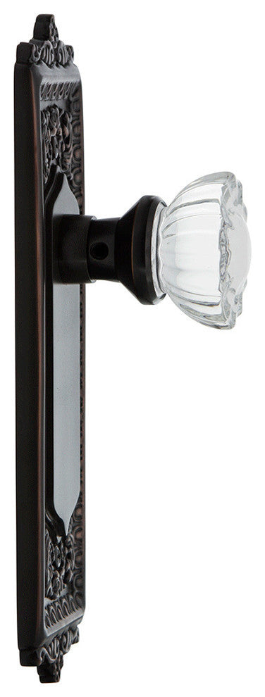 Egg and Dart Plate Interior Mortise Crystal Glass Door Knob