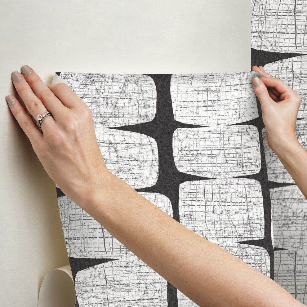 Mid, Century Beads Peel and Stick Wallpaper, Black