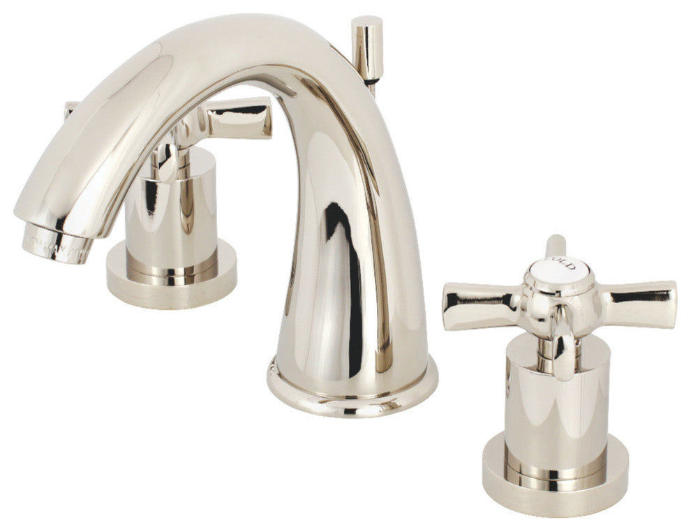 Kingston Brass Widespread Bathroom Faucet With Brass Pop-Up, Polished Nickel