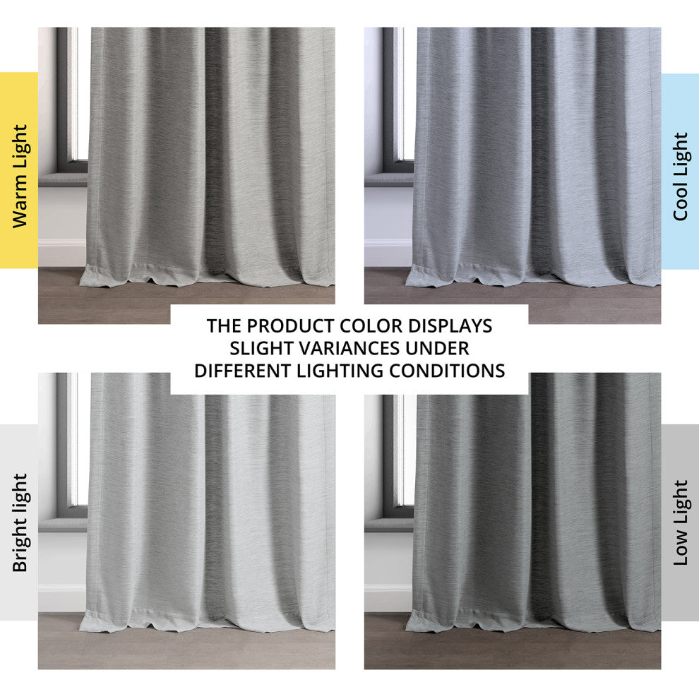 Bellino Blackout Room Darkening Curtain Single Panel, Vista Gray, 50"x96"