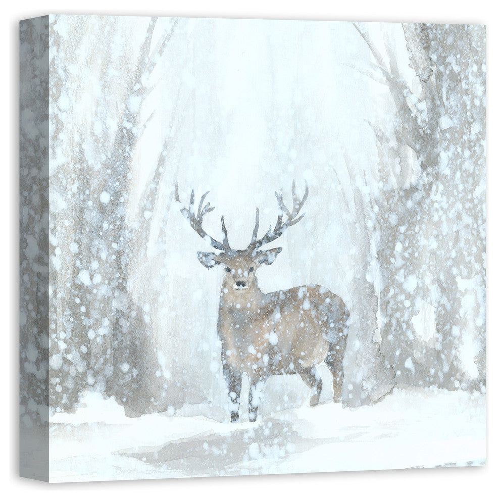 "Deer in Winter Wonderland" Canvas Wall Art, 20"x20"