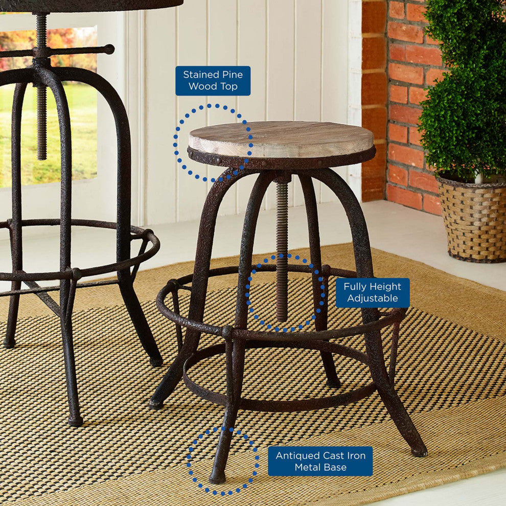 Modern Brown Collect Wood Top Bar Stool
