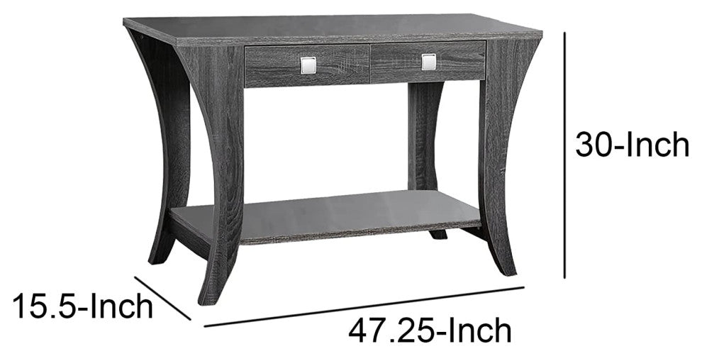 Benzara BM183124 Wooden Sofa Table with Swooping Curled Legs, Gray