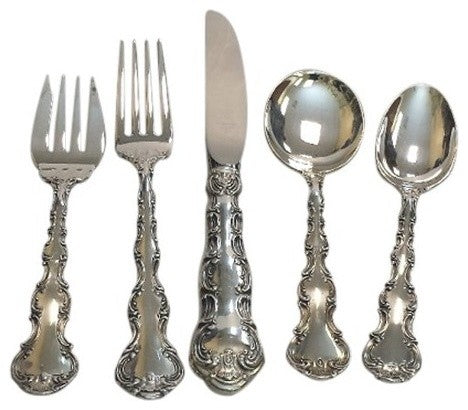 Gorham Sterling Silver Strasbourg 5-Piece Place Set With Cream Soup Spoon