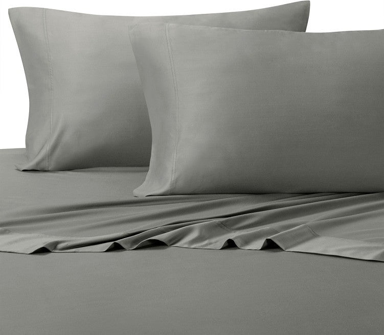 650TC Wrinkle-Free Solid Cotton Blend Sheet Set, Gray, Full