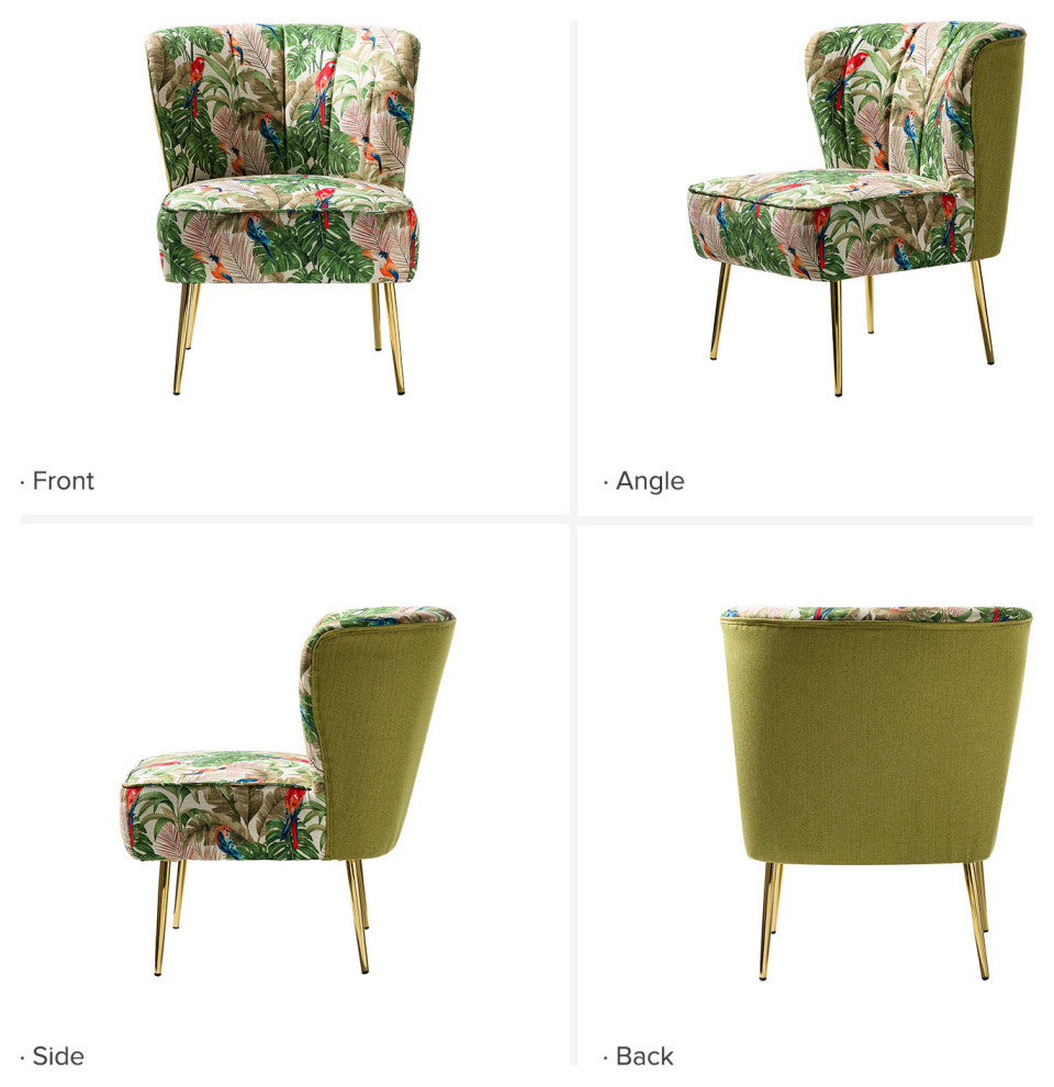 Accent Side Chair With Tufted Back, Green
