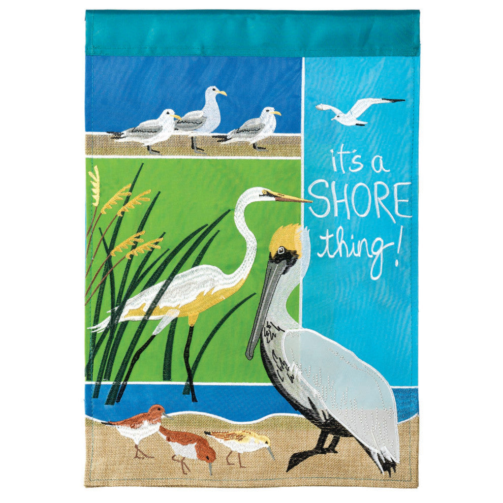 Flag  Double Applique  Coastal Birds Polyester Garden