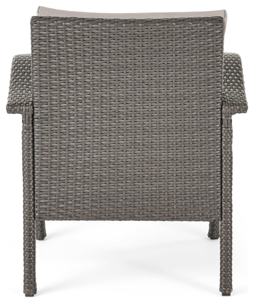 GDF Studio 3-Piece Maui Outdoor Gray Wicker Chat With Cushions Set