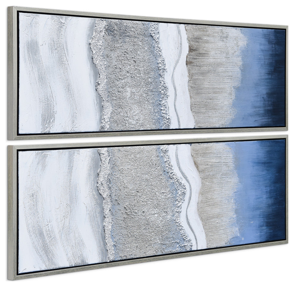 Sand Art Textured Metallic Hand Painted Wall Art Abstract Diptych Set
