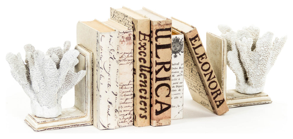 White Coral Bookends, Set of 2