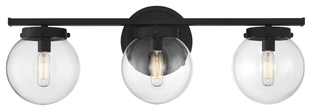 3-Light Bathroom Vanity Light, Matte Black