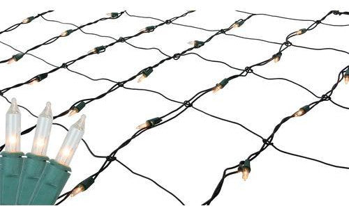 4' X, 6' Clear Twinkling Mini Net Style Christmas Lights, Green Wire