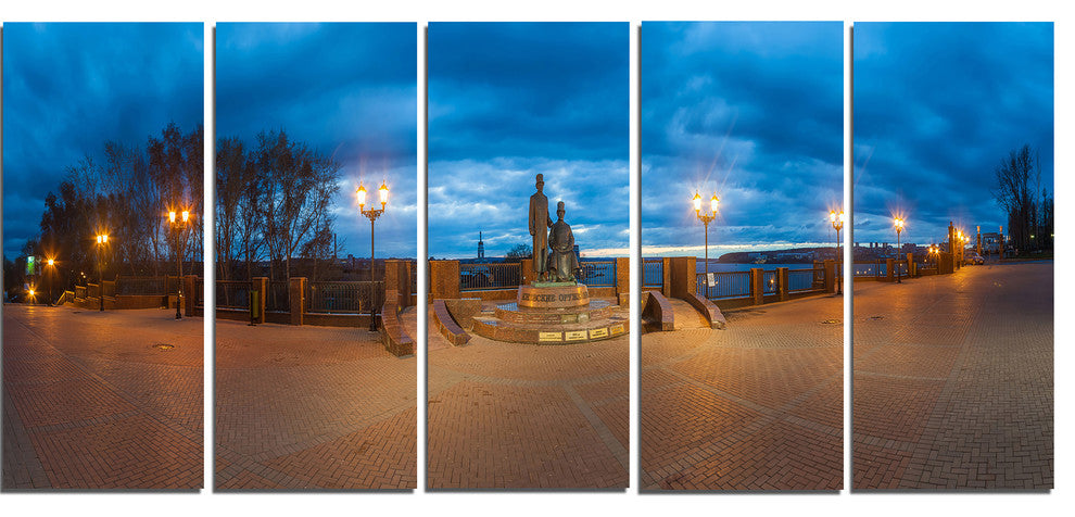 "Monument To Armories Panorama" Landscape Print Wall Artwork, 5 Panels, 60"x28"