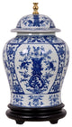 Blue and White Porcelain Temple Jar Table Lamp Chinoiserie Floral 29"