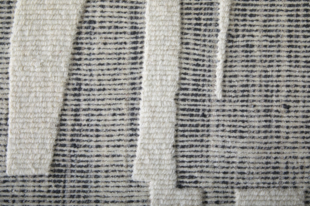 Peconic T8009 Modern/Industrial/Casual Area Rug, Gray/Ivory, 5'x8'
