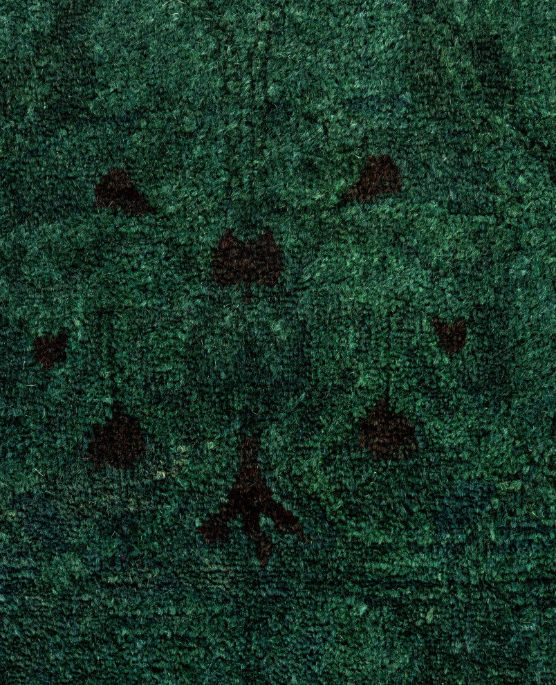 Overdyed One-of-a-Kind Hand-Knotted Area Rug Green, 4' 1" x 6' 7"