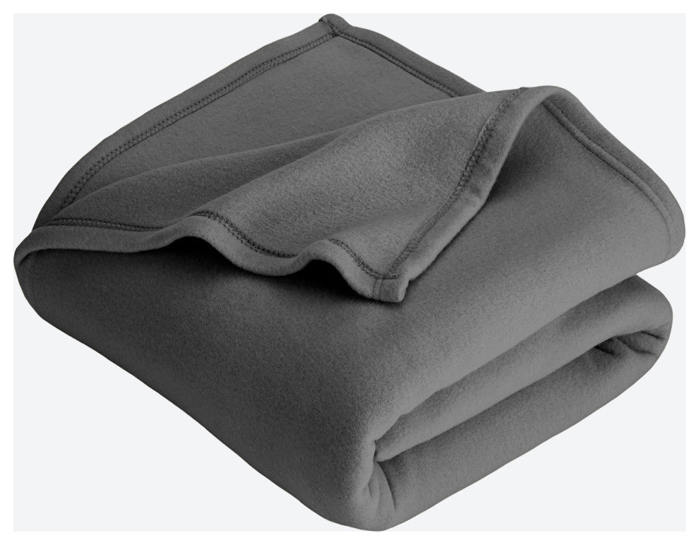 Bare Home Polar Fleece Lightweight Blanket, Gray, King