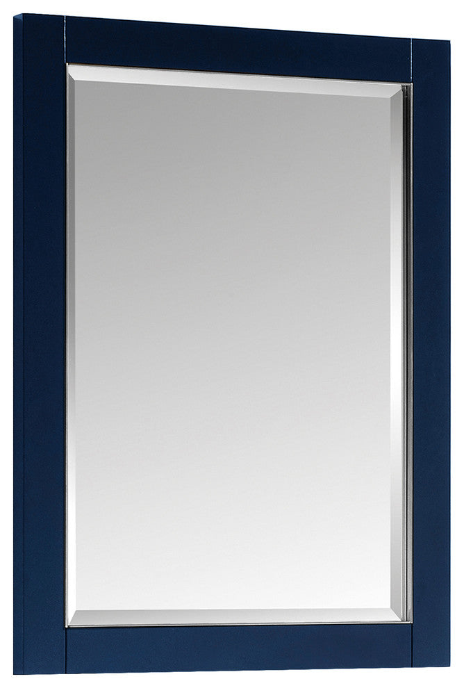Mason 24" Mirror, Navy Blue With Silver Trim