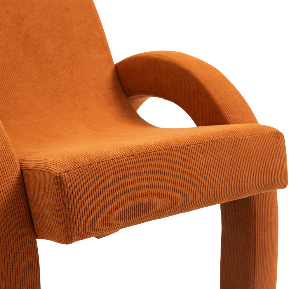 Corduroy Fabric Upholstered Accent Chair, Cognac