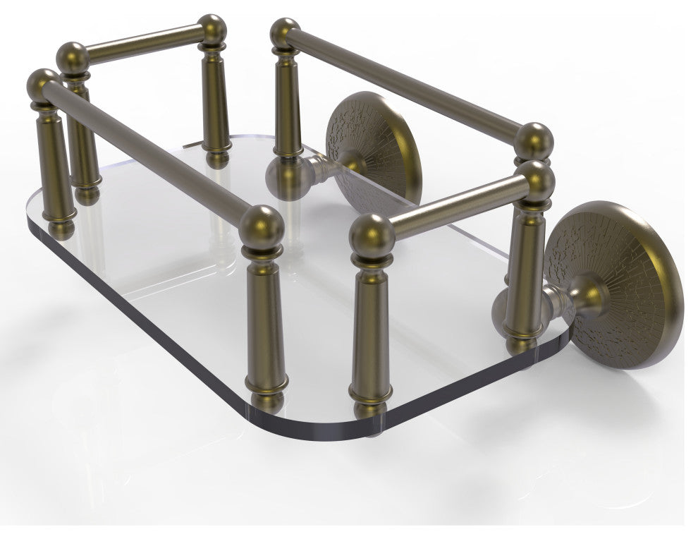 Monte Carlo Wall Mounted Glass Guest Towel Tray, Antique Brass