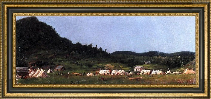 Eastman Johnson Camp Scene at Grand Portage Framed Premium Canvas Print, 28"x14"