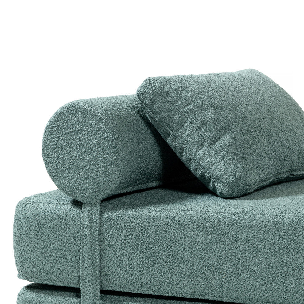 Jaxx Avida Daybed, Fold Out Queen Sleeper / Lounger Premium Boucle, Boucle Green