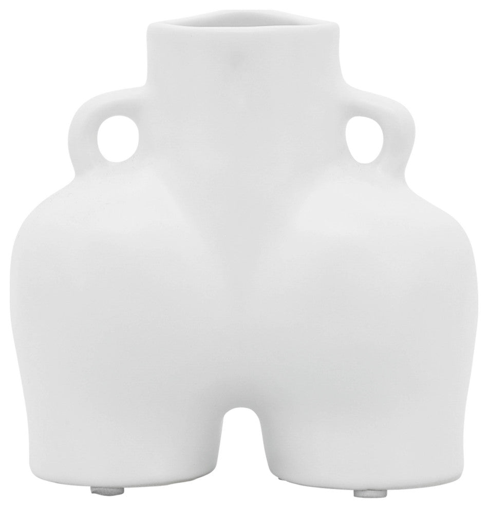 Ceramic 6" Half Body Vase, White