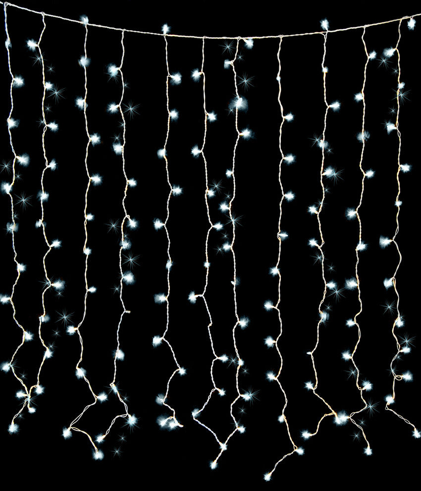 72" Drop Pure White LED Curtain Lights 150 Twinkle Lights