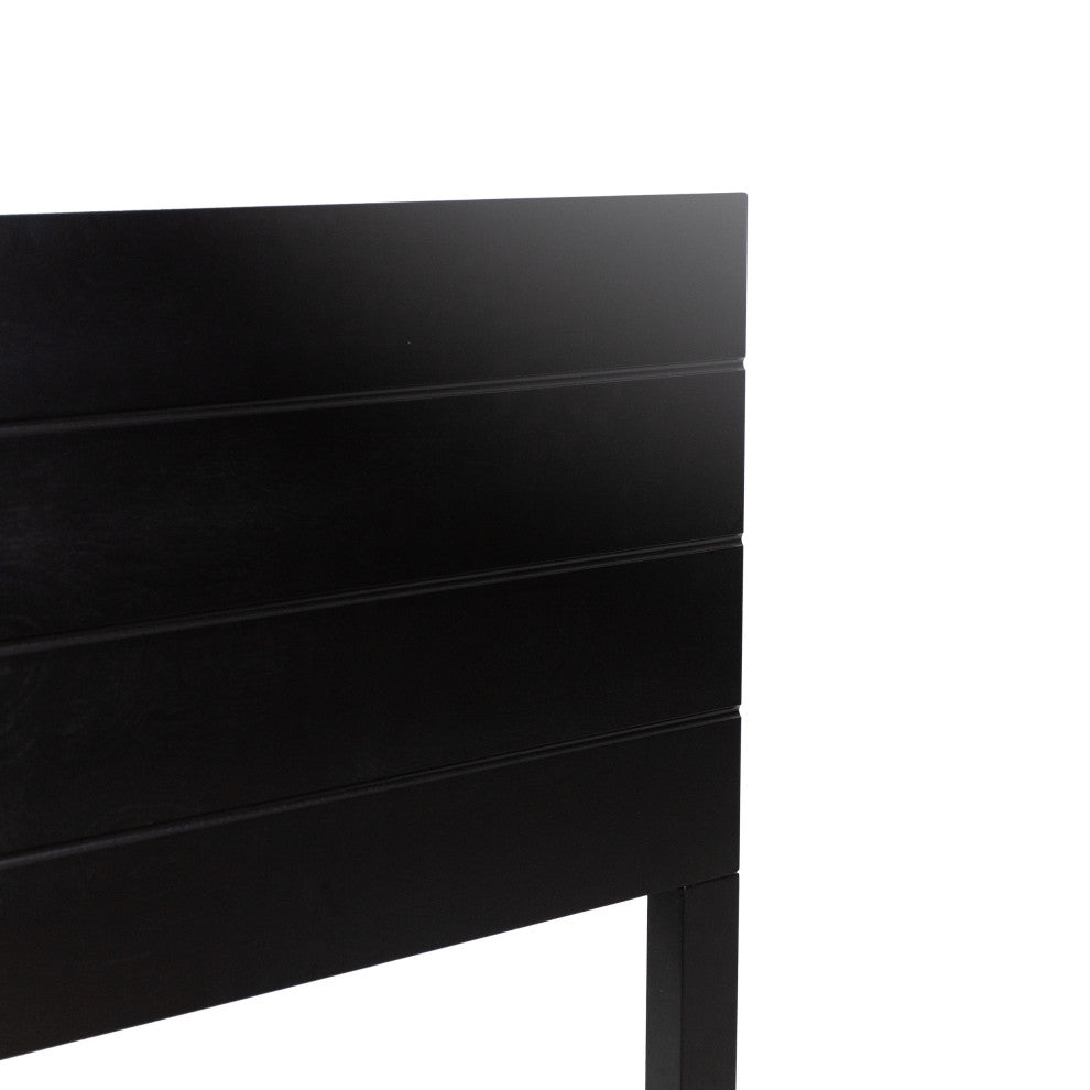 Apollo Queen Size Bed With Headboard, Black Finish, Natural
