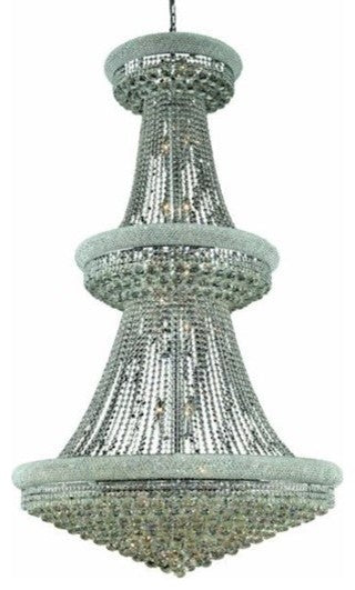 Elegant Primo Foyer Hall Light, Chrome Finish With Royal Cut Crystal