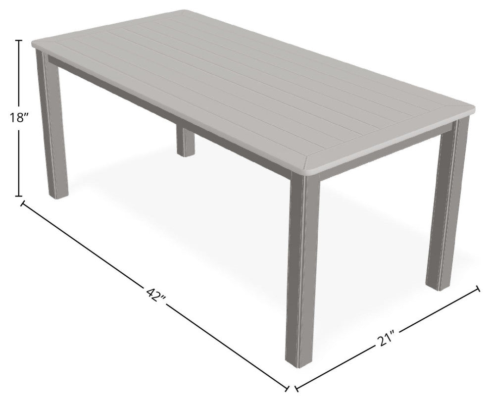 21" x 42" Rectangular Marine Grade Outdoor Coffee Table, Warm Gray