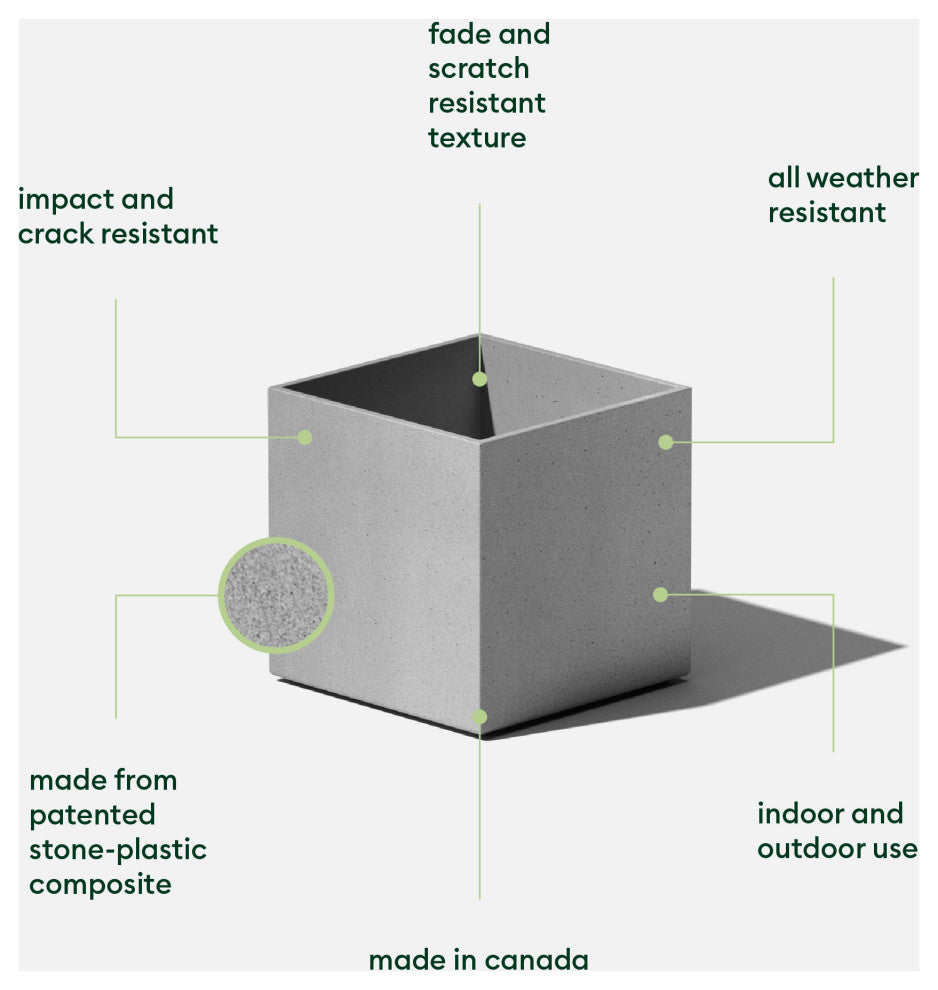Veadek Geo Series Cube 5" Planter, Grey, 5 Inch, 2 Pack