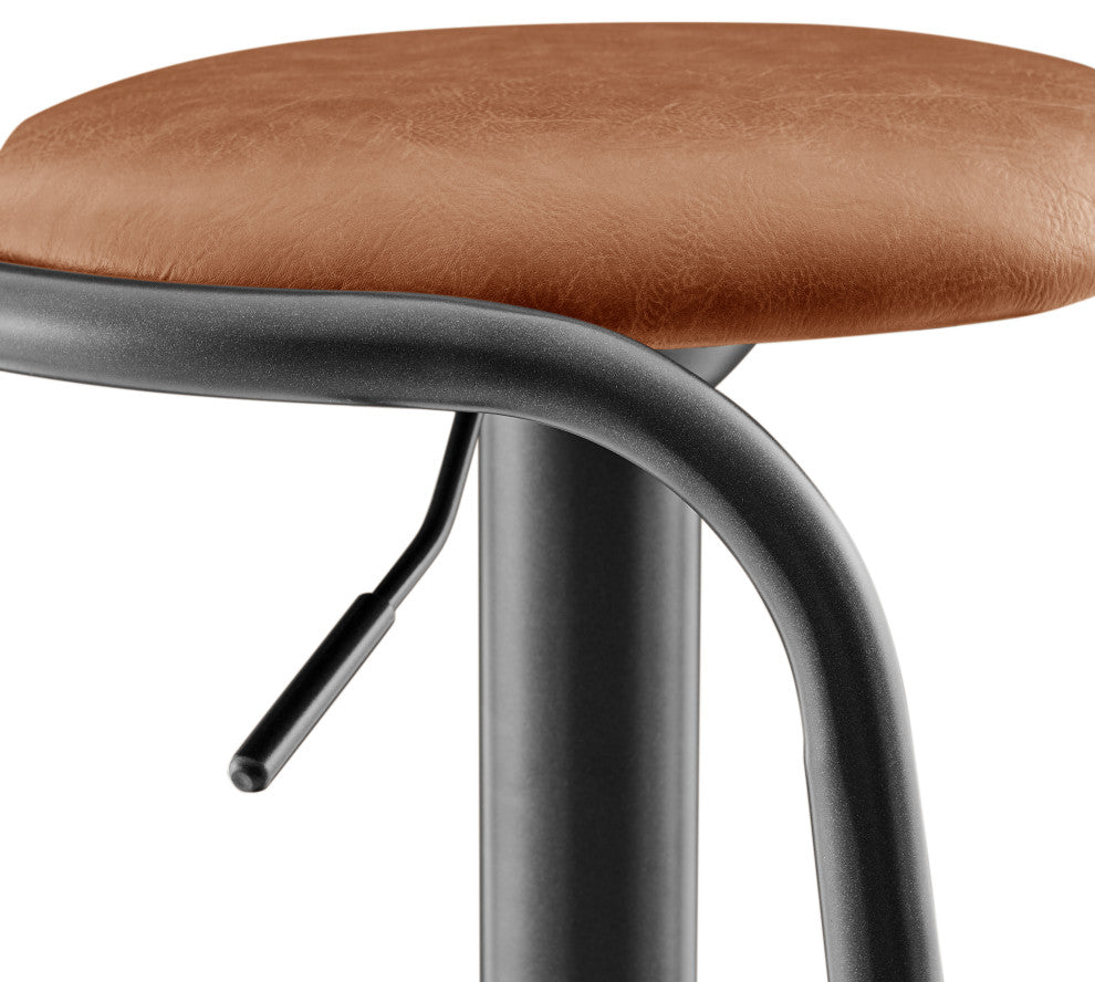 Elijah PU Gaslift Bar Stool,, Set of 2, Toasted Caramel