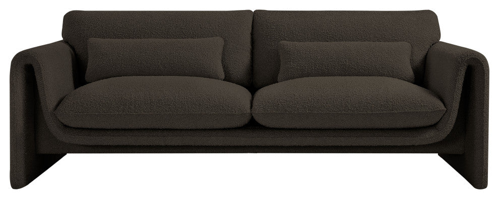 Stylus Boucle Fabric Upholstered Sofa, Brown