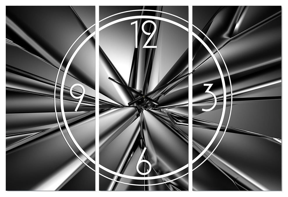 Futuristic Crystal Background Modern and Contemporary 3 Panels Clock