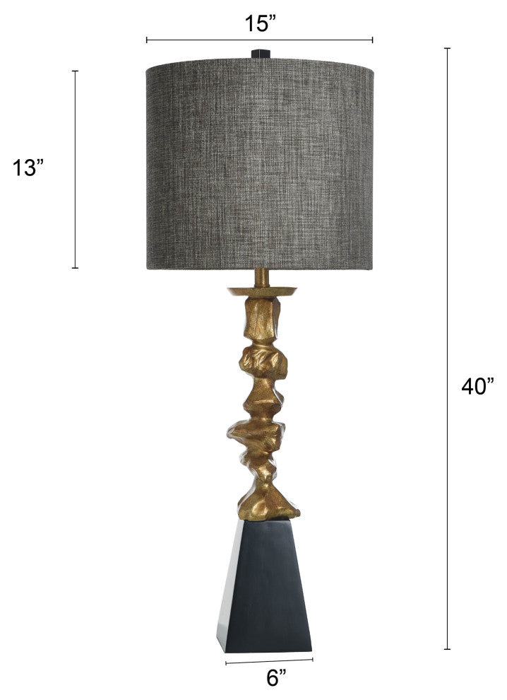 Vintage Gold, Black Base Contemporary Table Lamp